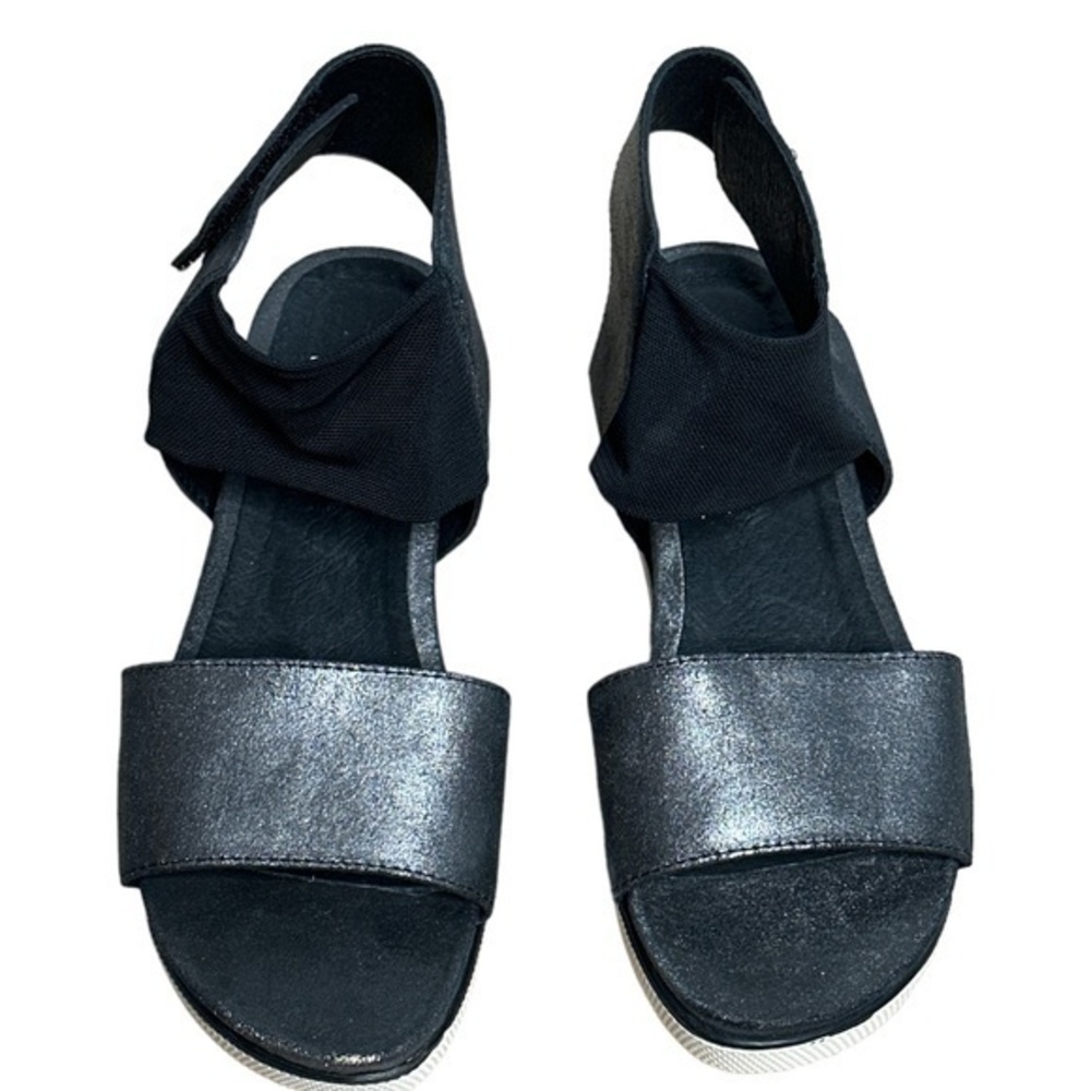 Eileen Fisher Metallic Spree Sport Leather Sandals 6.5